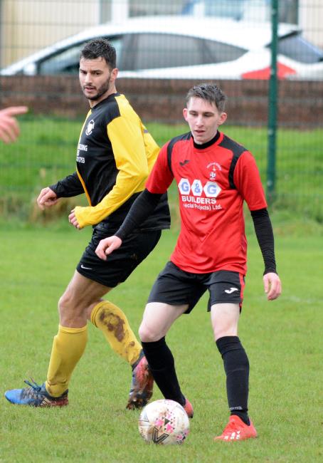 Ben John (yellow kit) scored a brace for Clarby Road